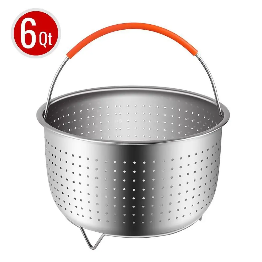 304 Stainless Steel Steamer Basket Instant Pot Accessories for 3/6/8 Qt  Instant Pot Pressure Cooker with Silicone Covered Handle