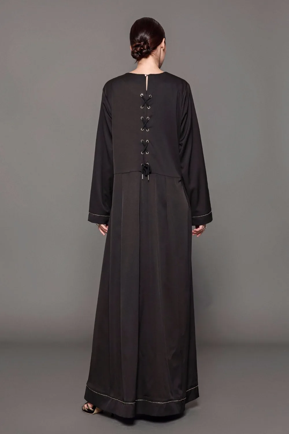 Женское мусульманское платье abaya с круглым вырезом и длинным рукавом 4XL, большие размеры, черное платье Дубай abaya, лоскутное платье на Среднем Востоке, халат islamique femme