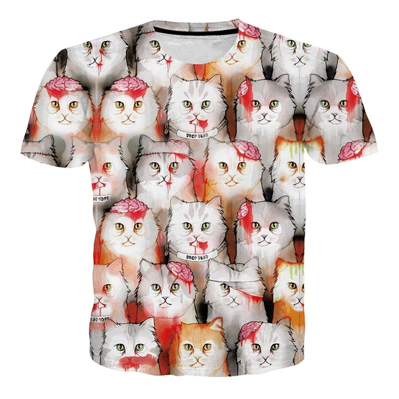 New Funny Cat T Shirt Drop Dead Kittens Printed Men Animal Tshirt