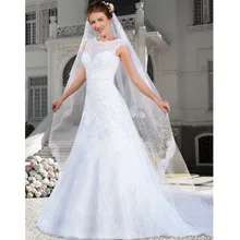 Custom Made Vestido De Noiva Vintage Veil White/Ivory Satin Applique Beading Lace Wedding Dress