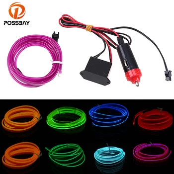 

POSSBAY 5M Flexible Neon Waterproof LED Light EL Wire Strip Tube for Car Dance Party Decor +DC12V Inverter