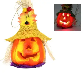 

Halloween Pumpkin Lamp Pumpkin Party Decorative with Scarecrow Hat Table Lamp Light Decoration for Club Bar Bedroom Living Room