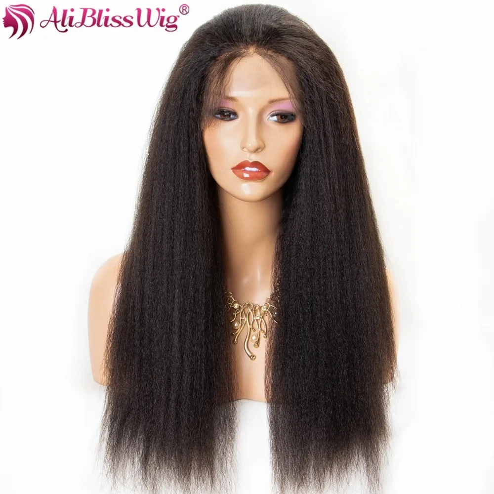 aliblisswig Preplucked Italian Yaki Lace Front Human Hair Wigs for Black Women Brazilian Remy Virgin Hair Glueless Lace Wig with Baby Hair_