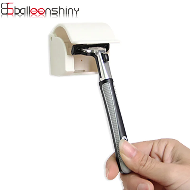 BalleenShiny الرجال الحلاقة ماكينة حلاقة البلاستيك تخزين رف لاصق الحمام تخزين أداة الحلاقة حامل المنظم
