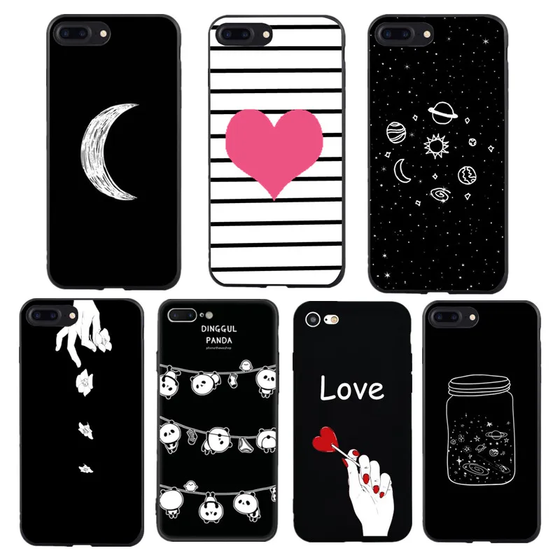 Горячая любовь Сердце ТПУ чехол для iPhone 7 Мода Луна Звезда Капа Coque 8 Plus 6 S X 5 5S Милая