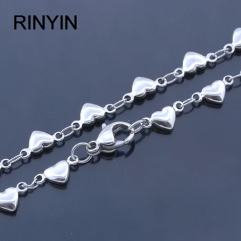 Women Ankel Bracelets Stainless Steel Anklets Heart and Heart Charm 9/10/11 Inches Cute Fashion Jewelry Factory Offer