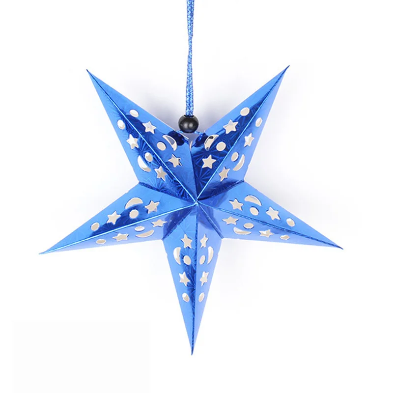 3D блестящая Звезда стерео лазерный бумажный фонарь пентаграмма лампа 30 см/45 см/60 см подвесные елочные украшения Рождественская Декорация - Цвет: Blue