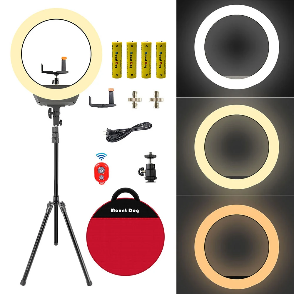 

16" Dimmable Photography LED Ring Light with Battery Outdoor for YouTube Makeup studio Ringlamps light stand and phone holder