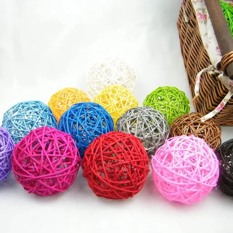20PCS/Lot 4CM Multicolor Rattan Ball DIY Sepak Takraw Balls Home
