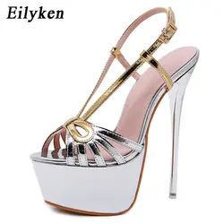 Eilyken/женские сандалии с пряжкой на ремешке, очень высокий каблук 17 см, летняя обувь, открытый носок, тонкий каблук, женские