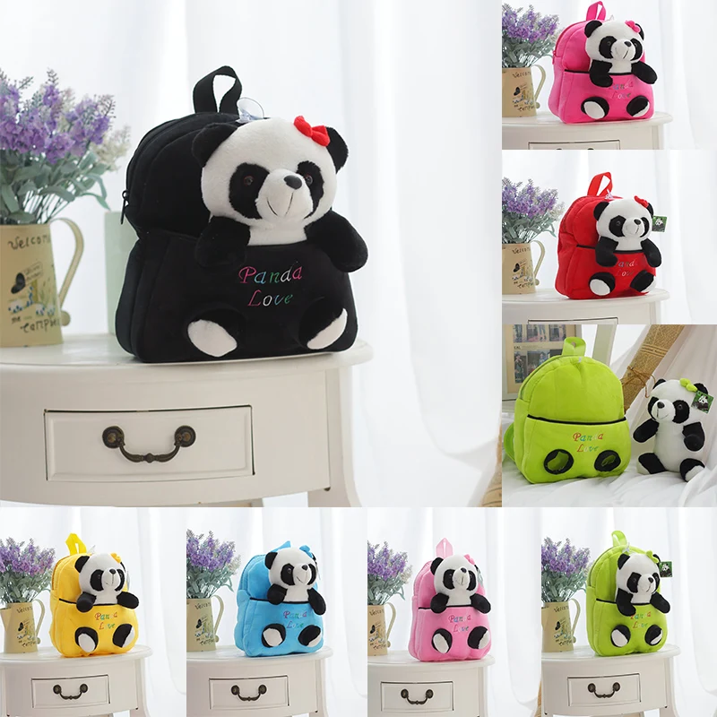 

Plush Panda Doll Backpack 2-in-1 Toddler Kindergarden Schoolbag Kids Overnight Bag Kawaii Panda Toy 7 Colors 32cm