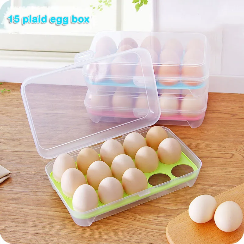 

15 Eggs Holder Food Storage Case Home Kitchen Simple Multipurpose Egg Food Container Useful Refrigerator Eggs Storage Box U3