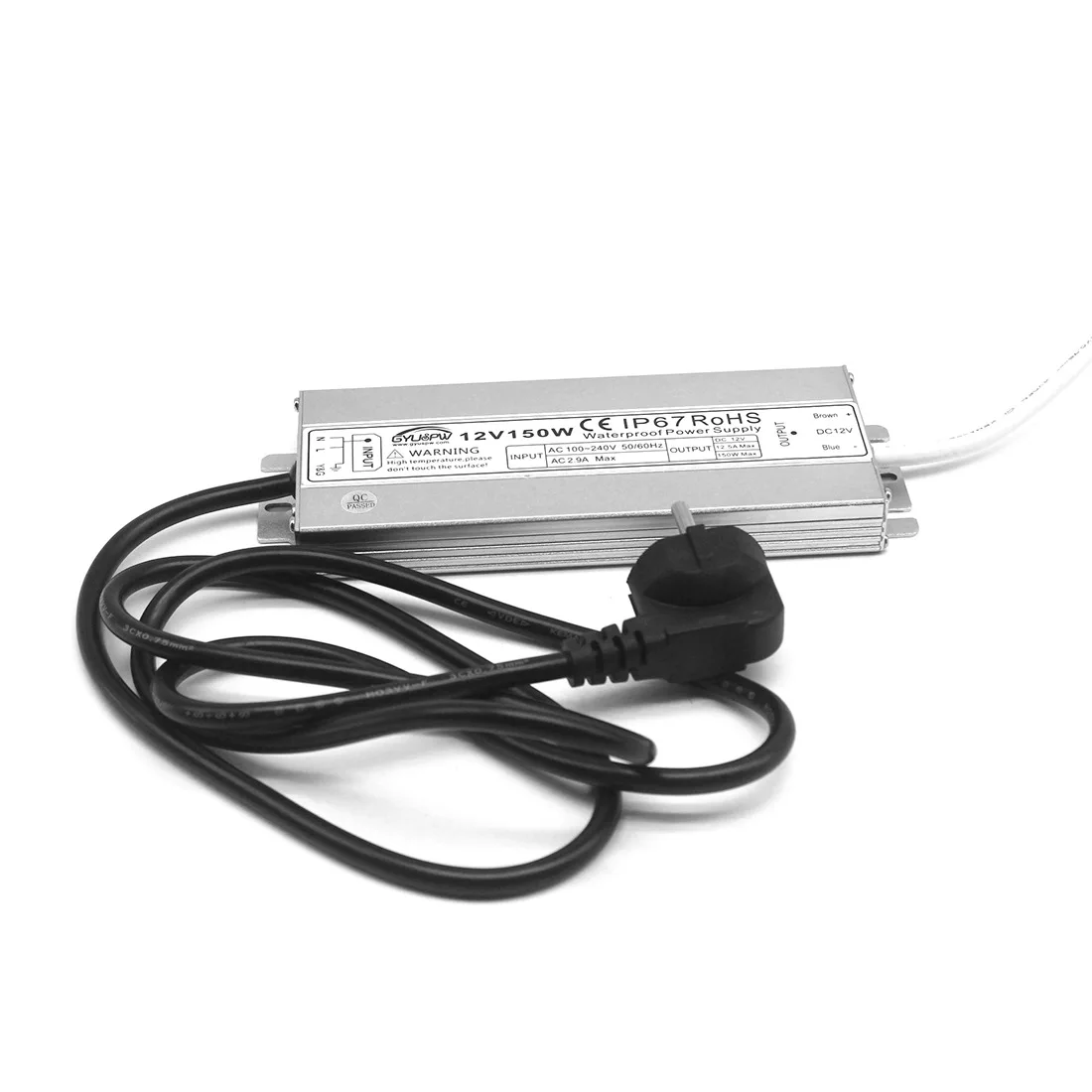 12V 150W 12.5A импульсный источник питания ультратонкий водонепроницаемый светодиодный светильник адаптер питания AC 100-240V DC источник питания