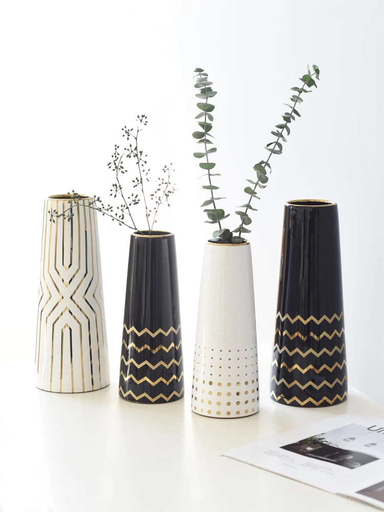

Nordic Ceramic Vase Simple White / Black Dried Flowers Inserted Desktop Ornaments Home Office Decoration Fun Gifts Dropshipping