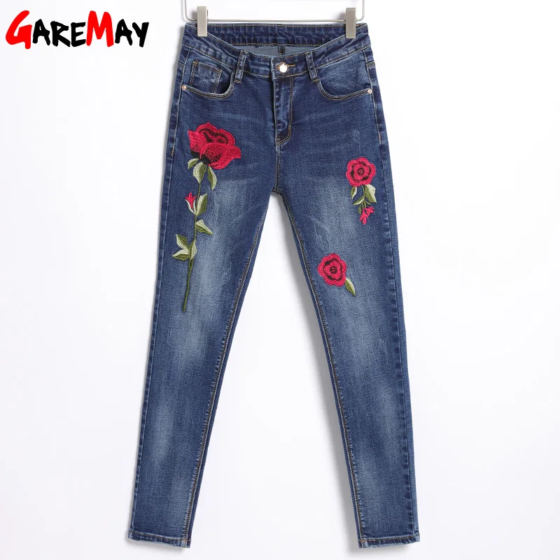 Женские джинсы карандаш эластичные с цветочной вышивкой 155|embroidered jeans|jeans for womenjeans