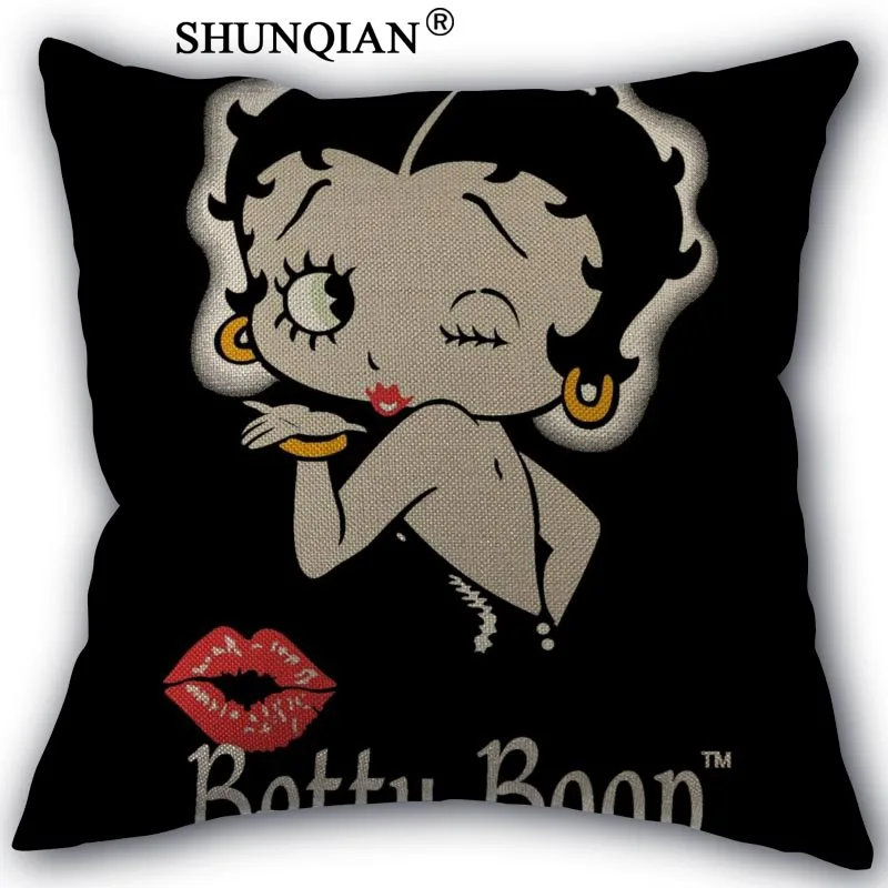 Custom betty boop Pillowcase Custom Linen cotton Square Throw