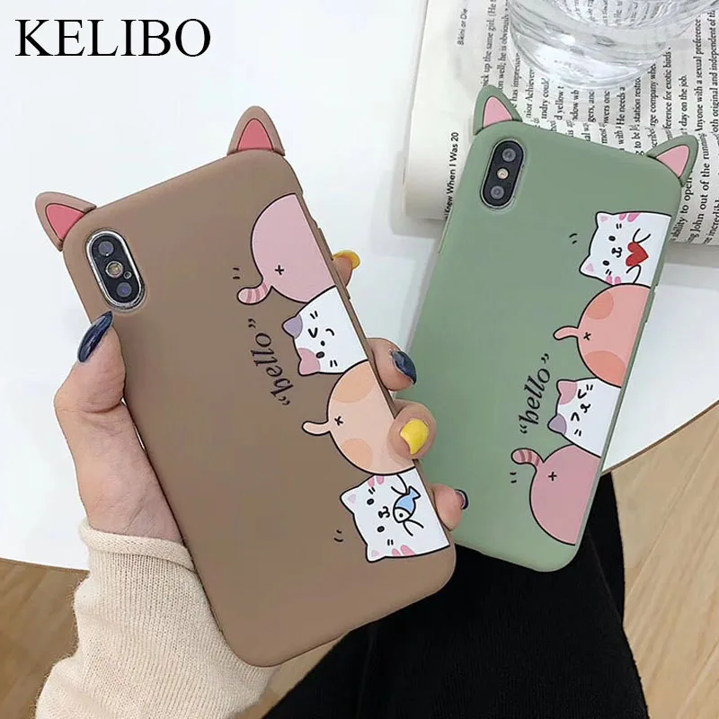 Чехол для iPhone 6 6S 7 8 Plus X мягкие силиконовые 3D чехлы с милыми мультяшными животными