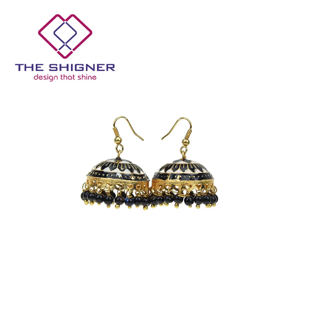 THE SHIGNER индийские традиционные Meenakari эмаль золотой тон Jhumka Jhumki серьги Болливуд стиль ювелирные изделия Висячие Серьги