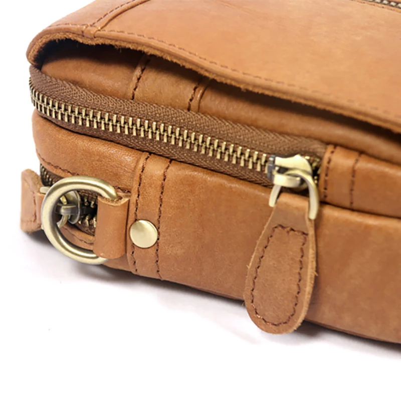 AETOO Leather retro pockets sports shoulder bag casual messenger bag mini men's leather small bag