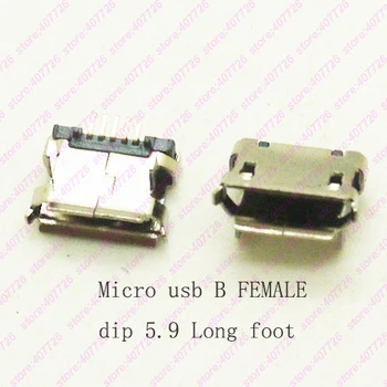 

10pcs/lot 5Pin 5.9mm Long Feet Micro USB 5pin DIP Female connector for mobilephone Mini USB jack PCB