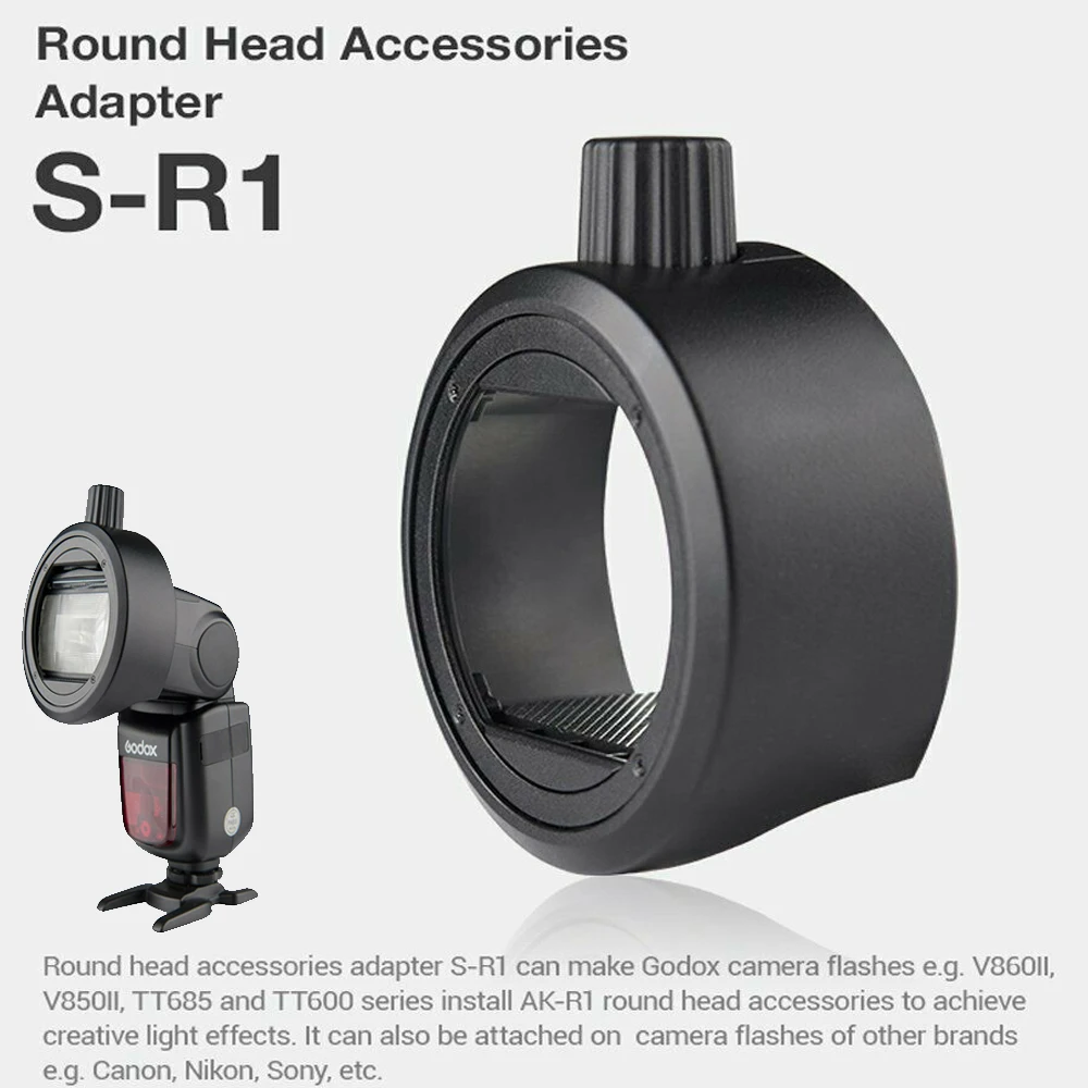 Godox S-R1 Flash Speedlight Adapter Ak-R1 Anello Adattatore Per Godox Tt685 V850Ii V860Ii V350 Tt600 Yongnuo Canon Nikon Sony Flash