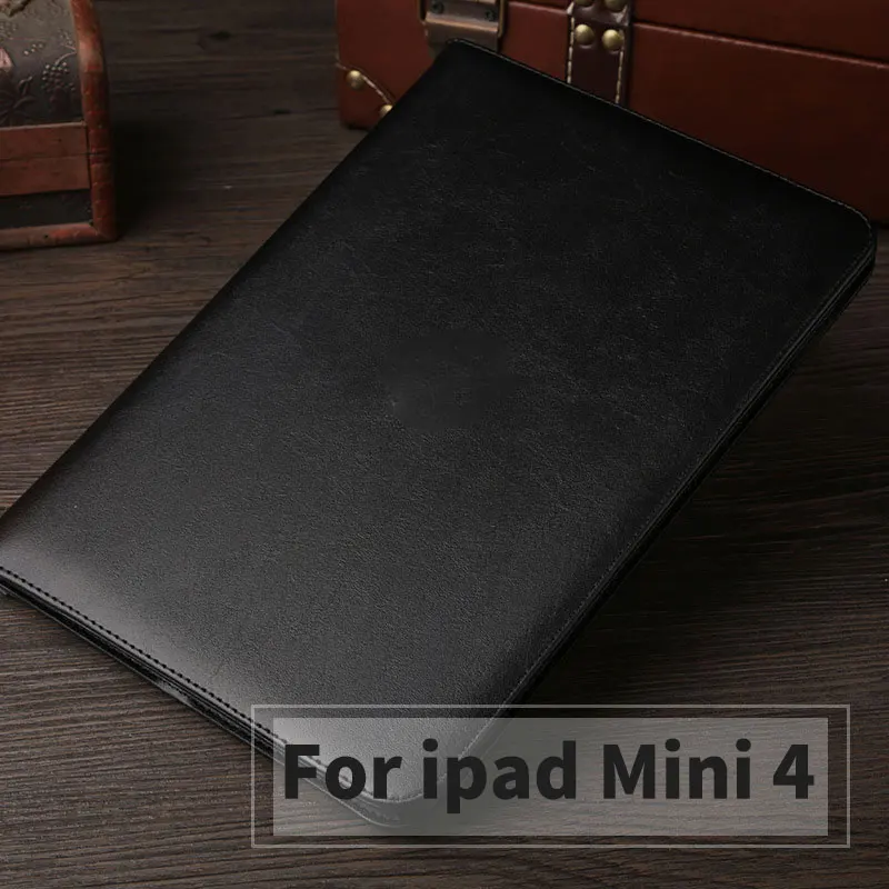 Роскошный чехол из искусственной кожи чехол для iPad 2/3/4 Ретро Портфели с автоматическим включением и отключением экрана внутренней стороны ремень Стенд откидная крышка для iPad Mini 1 2, 3, 4 - Цвет: Black for Mini 4