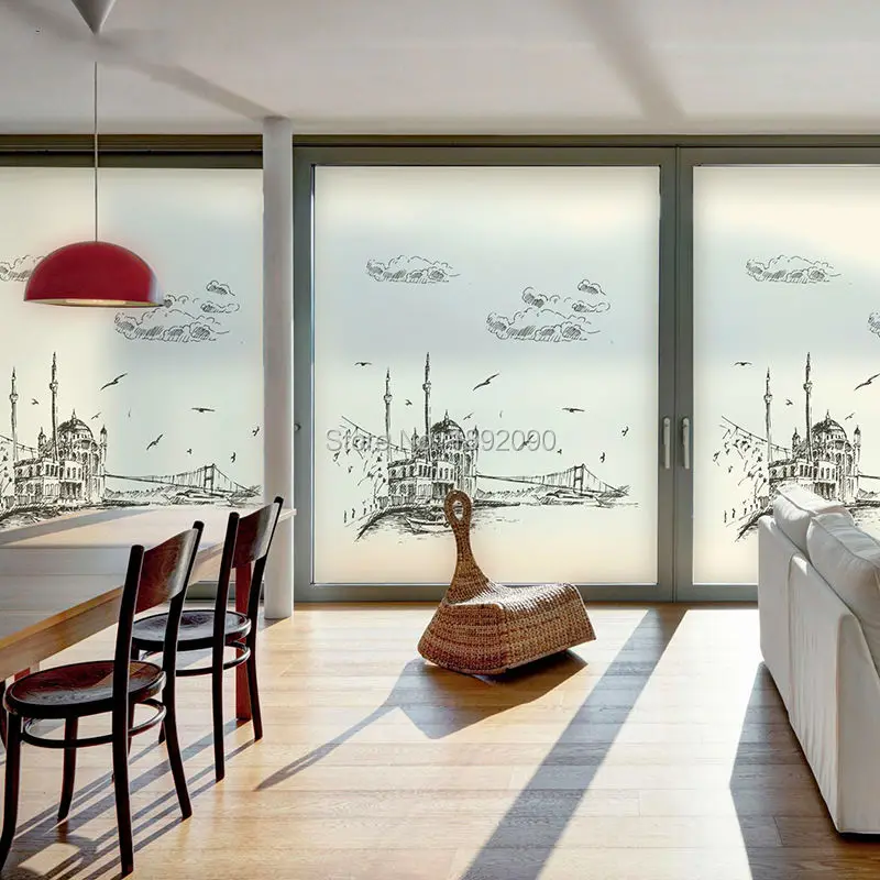 Бесплатный размер витражная плёнка на стекла окна статические не прилипают нет