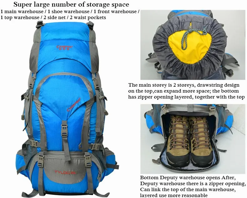 Открытый профессиональный рюкзак для мужчин и женщин, сумка для альпинизма, походная, походная, водонепроницаемая, профессиональная нейлоновая сумка 60л