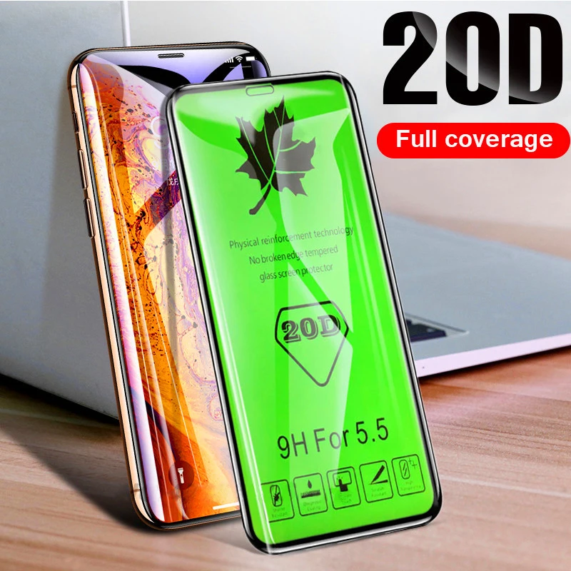 2 шт. 20D полное покрытие 9H закаленное стекло для iPhone X XR XS 11 12 Pro MAX Mini защита экрана 6