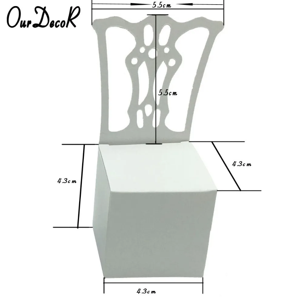 100 шт./лот держатель для карт в форме стула, Свадебная коробка для конфет, подарочные коробки, свадебная бонбоньерка, вечерние принадлежности