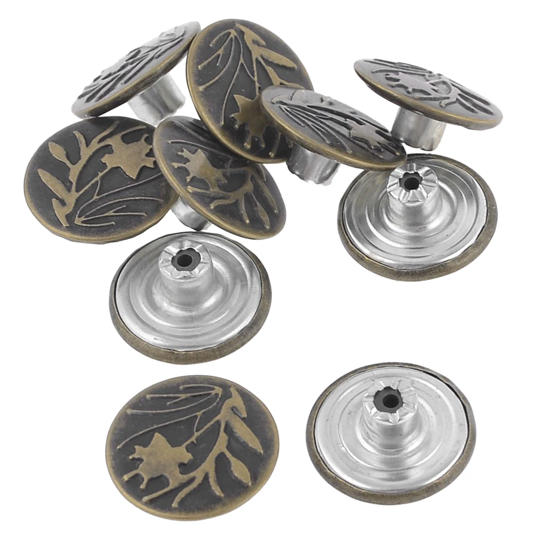 

Bronze Tone Leaf Pattern Metallic Tack Buttons Rivet 10 Pcs for Jeans
