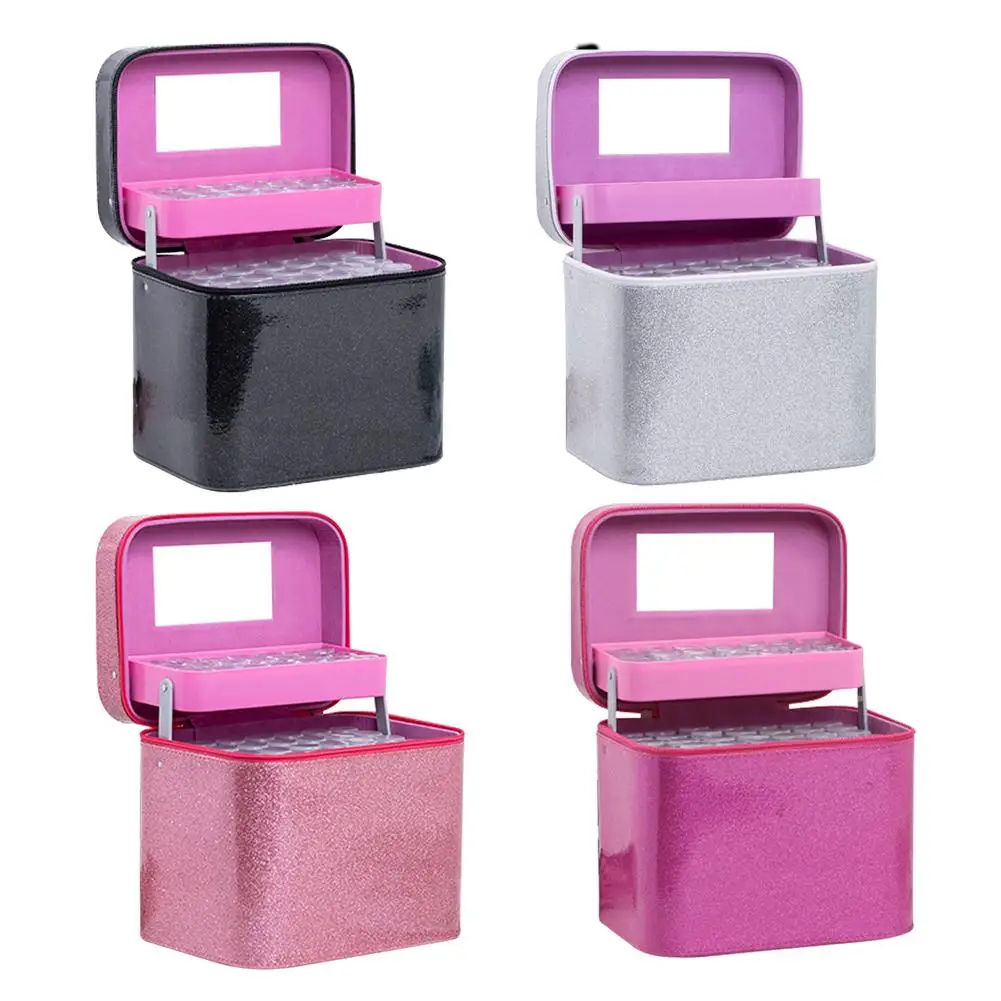 

126Pcs Portable Suitcase Essential Oil Bottle Storage Bag Manicure Glittle Bottle Compartment Pouch Travel Carrying Storage Bag