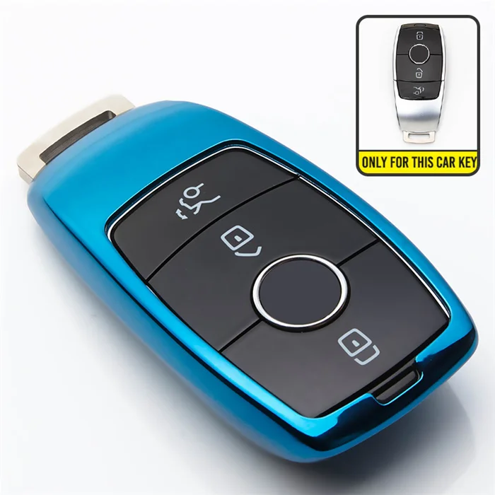 KUKAKEY ТПУ чехол для ключей автомобиля для Mercedes Benz C Class W205 C200 C180 C260 C300 E Class W213 E200 E300 E320 дистанционный держатель - Название цвета: Blue only case