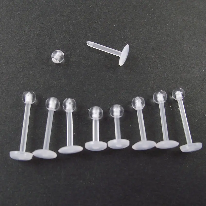 

4pcs/lot 16G 12mm Length Clear Soft Transparent Invisible Lip Ring Tragus Body Labret Piercing Body Jewelry