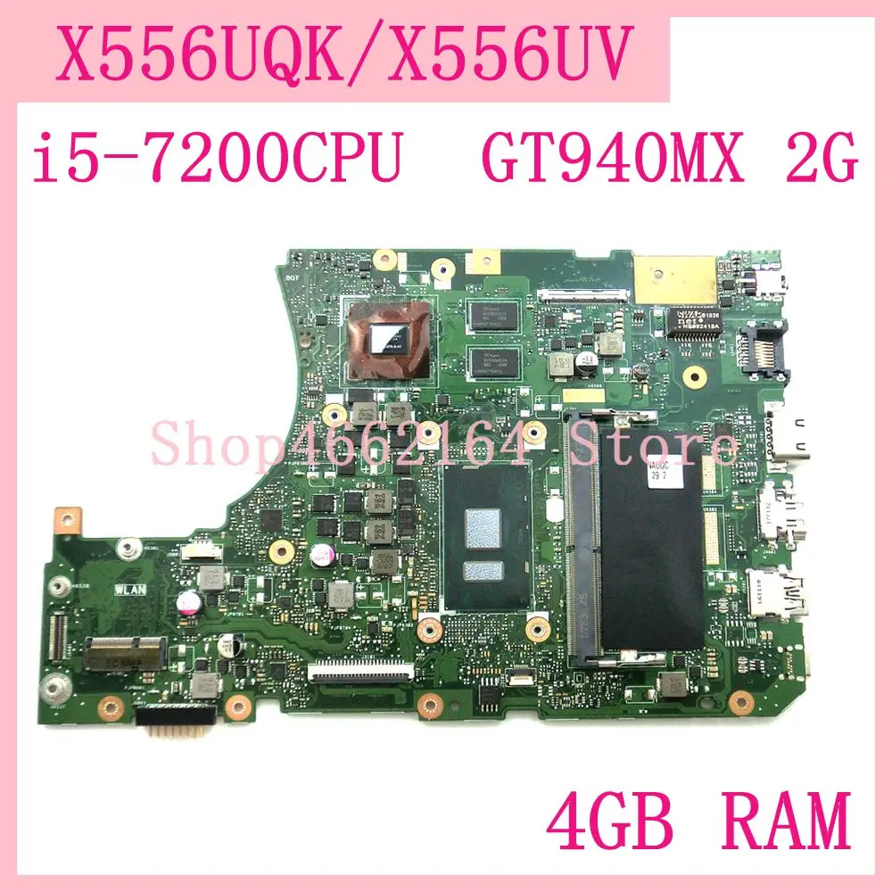 

X556UQK Mainboard i5-7200CPU GT940MX 2G 4GB RAM REV 3.1 For ASUS X556U X556UV X556UQK K556UQ X556UQ laptop motherboard Test OK