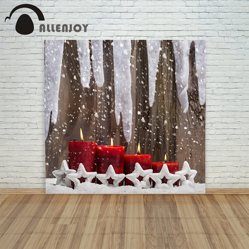 

Christmas backdrop background cloth Candle Wood Snow Star xmas newborns photo shoots Computer print