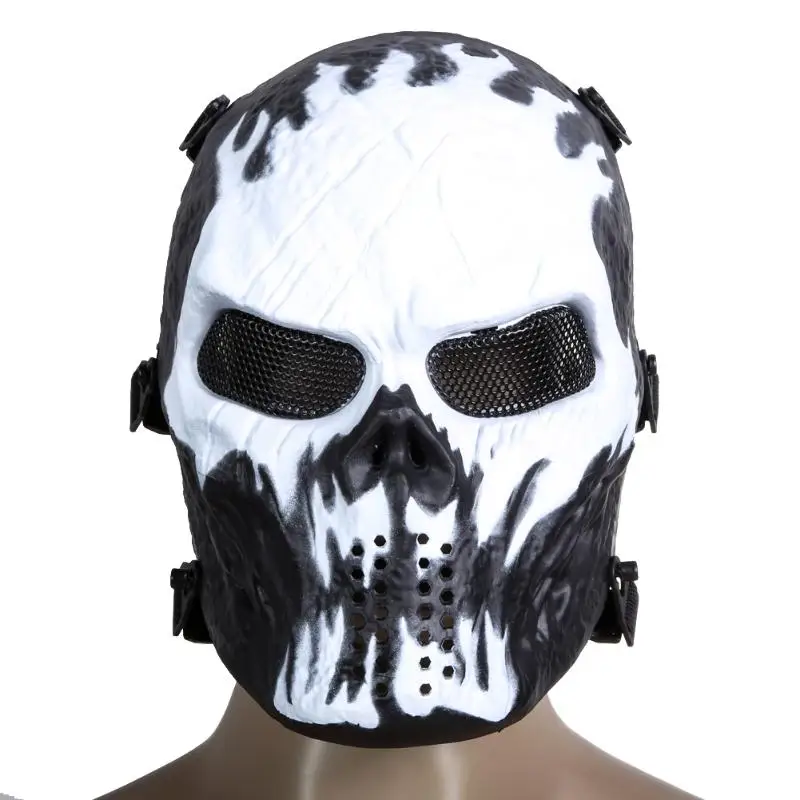 1Pc Skull Airsoft Mask Paintball Full Face Mask Army Games Mesh Eye Shield Mask for Halloween Cosplay Party Decoration