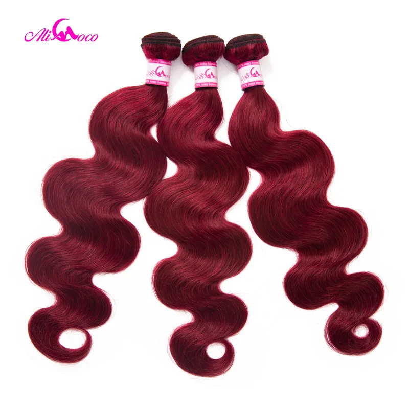 Brazilian Body Wave Bold Red #99 Burgundy Human Hair Weave 1/3/4 Bundles Remy Hair Ali Coco Thick Hair Extension Brazilian Body Wave Bold Red #99 Burgundy Human Hair Weave 1/3/4 Bundles Remy Hair Ali Coco Thick Hair Extension