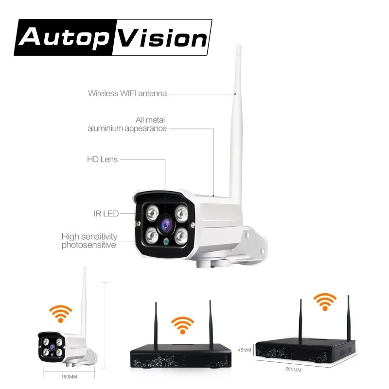 Система видеонаблюдения LS WIFI 4 канала Wi Fi NVR комплект 960P HD беспроводная наружная IP