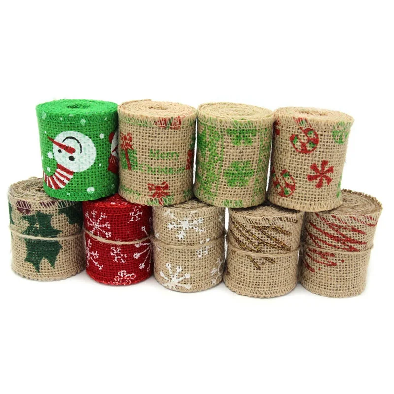 

Printing Corrugated Ribbon Christmas Festive Wedding Linen Cotton Decoration Process Volume Holding