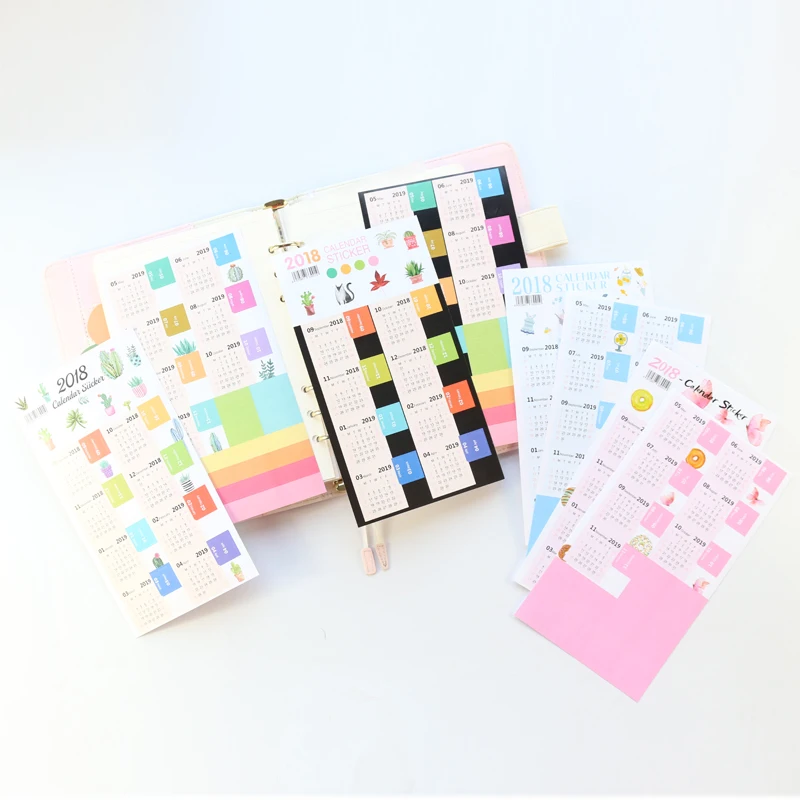 

Domikee 2018-2019 year calendar monthly time stickers set for planner notebooks,candy school student diary time sticker,4pieces