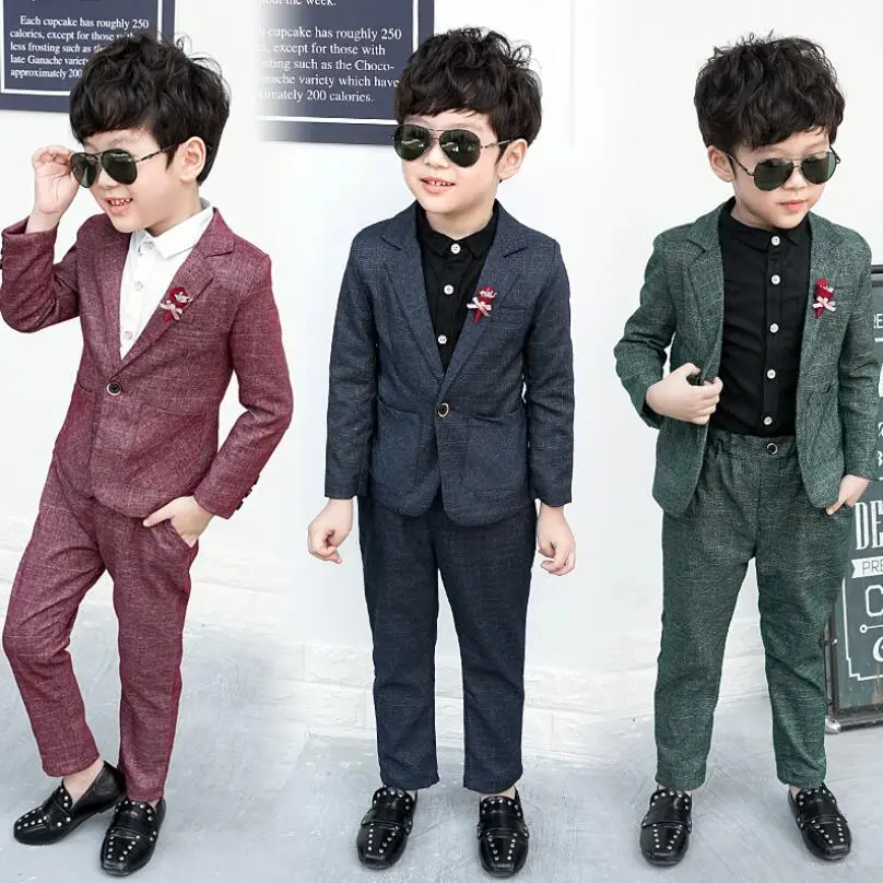 Pants Gentleman Formal Party Outfits 2//3 Pcs Kids Boys Dress Shirt Blazer Coat
