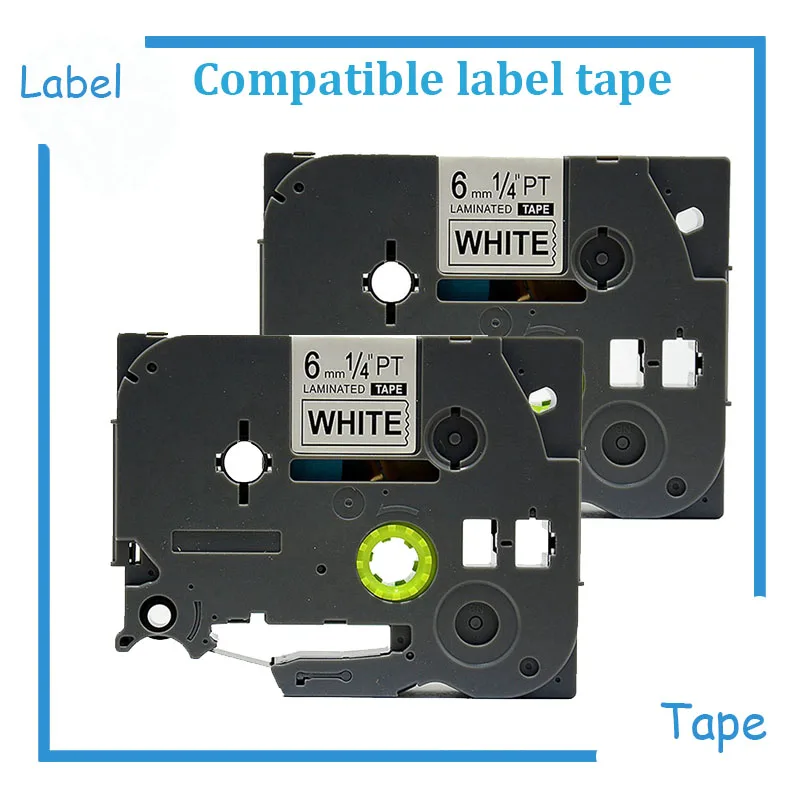 2PK 6MM TZ Label Tape TZe 211 TZe211 tz211 Compatible Brother ptouch