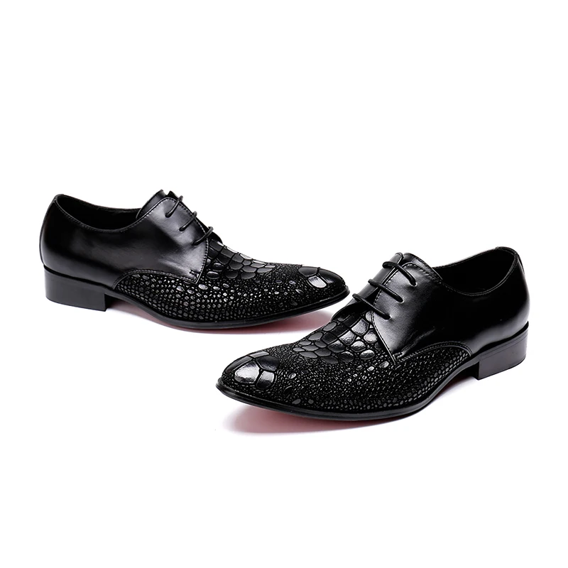 Robe Hommes Talon Crocodile Black Motif Vivodsicco vin patent Respirant Noir Formelle Plat Brillent De Nouvelle Chaussures Mariage Rouge Bas Wedge Mode Décontracté Grain Leather rzgxnEzp