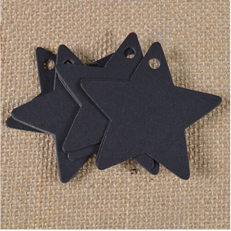 100Pcs Star Kraft Paper Label Wedding Christmas Halloween Party Favor Price Gift Card Luggage Tags White Black Brown Wholesale