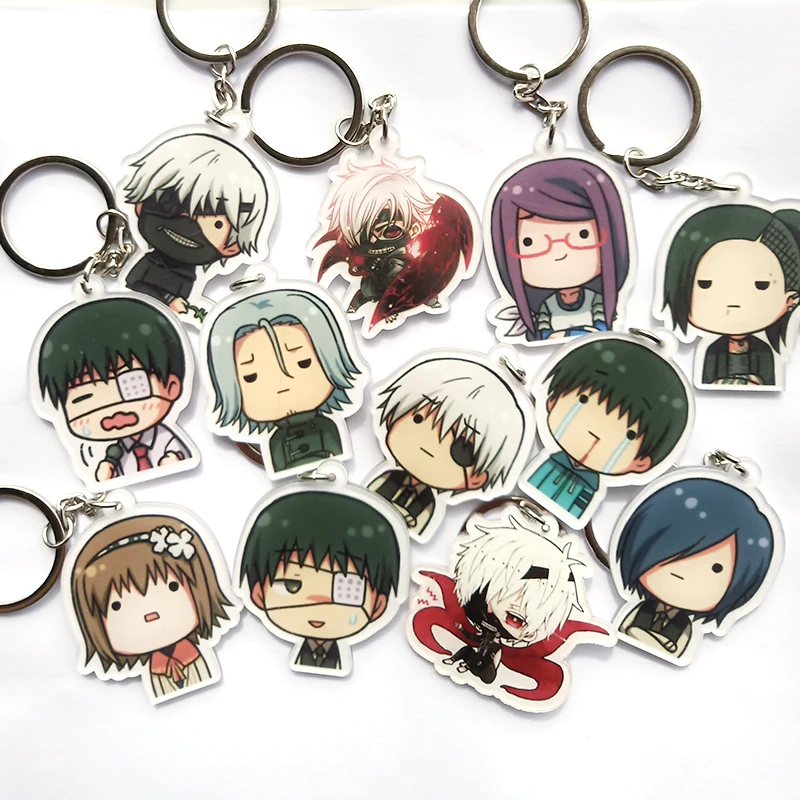 

1pcs Anime Tokyo Ghoul Kaneki Ken Nishio Nishiki Touka Llavero Pendants keychain Keyrings Key Holder Gift Fans Collect