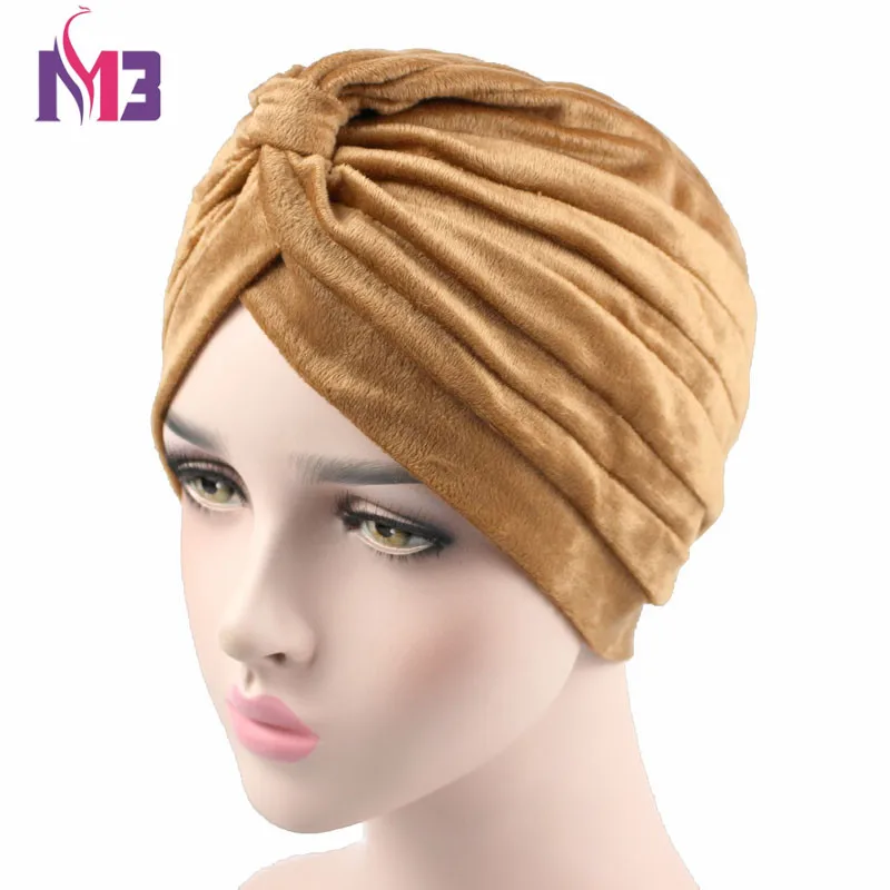 

New Winter Fashion Women Velvet Turban Soft Short Plush Turban Ladies Turban Headband Hijab Turbante Hat Headwrap