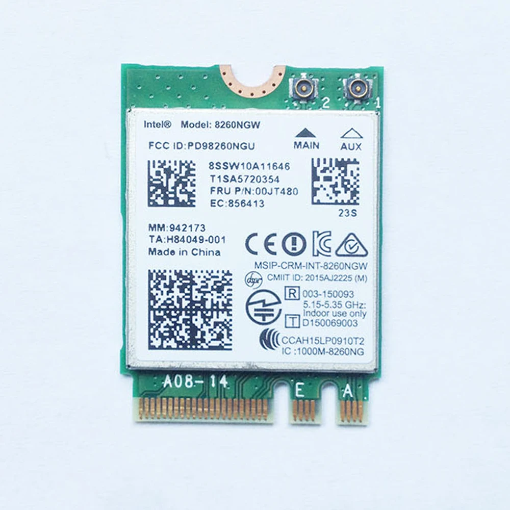 

Int 8260 2x2AC+BT PCIE M.2 WLAN Card For Lenovo ThinkPad Y700-14ISK Yoga 910 Series,FRU 00JT480 SW10A11646