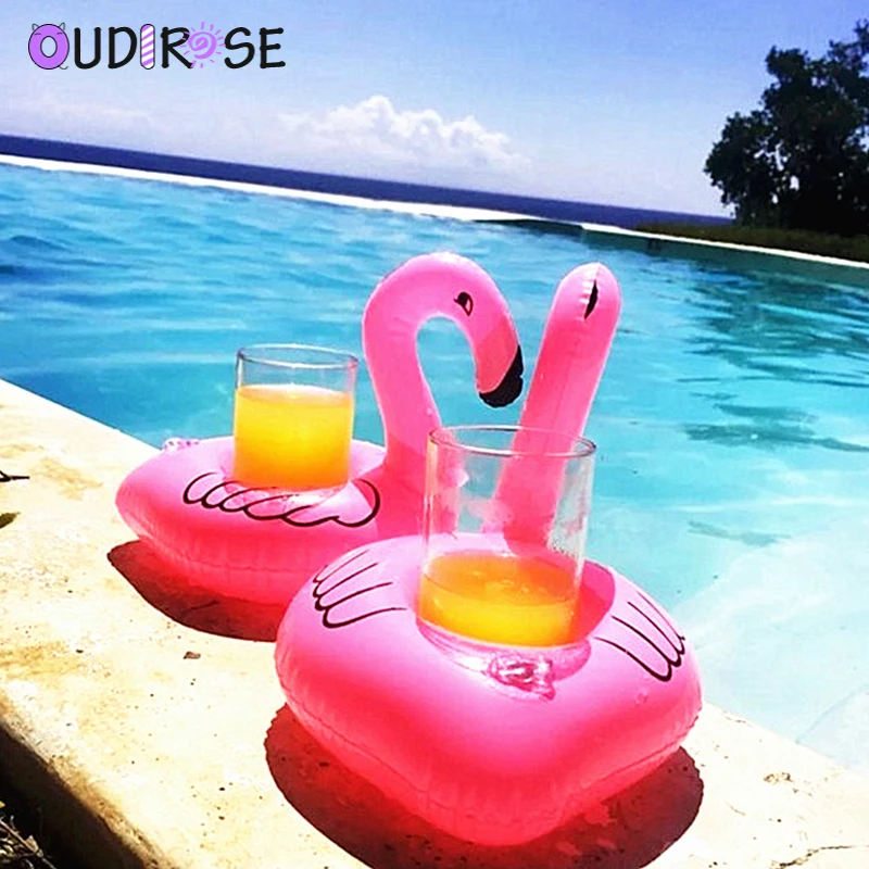 Flamingo Party Decoration Floating Inflatable Drink Cup Holder Garden Pool Hawaii Toy Activity Supplies | Дом и сад