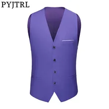 PYJTRL мужской чистый цвет, Модный повседневный жилет для делового костюма, рабочая одежда, жилет, Мужская одежда, жилеты для мужчин, жилет для мужчин, классический жилет